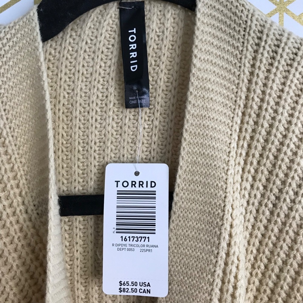 Torrid Dipdye Tricolor Ruana Open Front Poncho Sweater OS Multicolor Knit - Picture 7 of 8